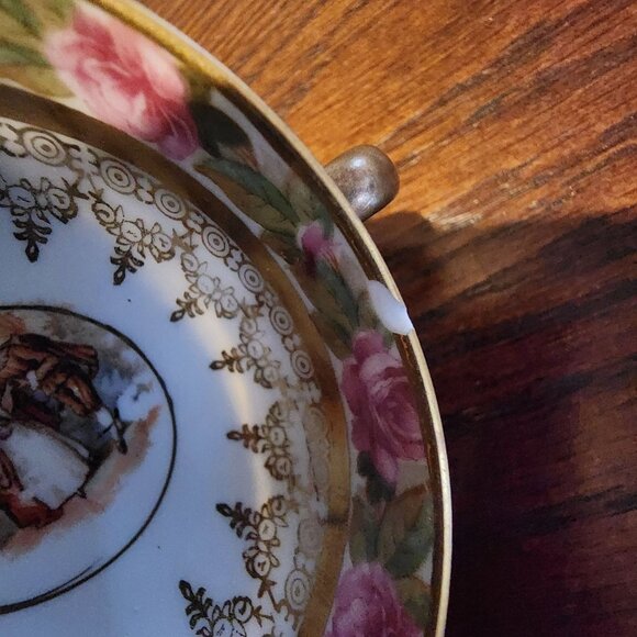 Vintage Demitasse Tea Cup Saucer 12pc Set Pink Rose Gold Gilt Victorian China 2" - Picture 10 of 11